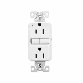 15A TR Slim Self-Test GFCI Receptacle Outlet w/ Plate, 125V, White