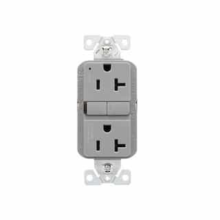 20A TR Slim Self-Test GFCI Receptacle Outlet, B&S, 125V, Gray
