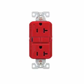 Eaton Wiring 20A TR Slim Self-Test GFCI Receptacle Outlet, B&S, 125V, Red