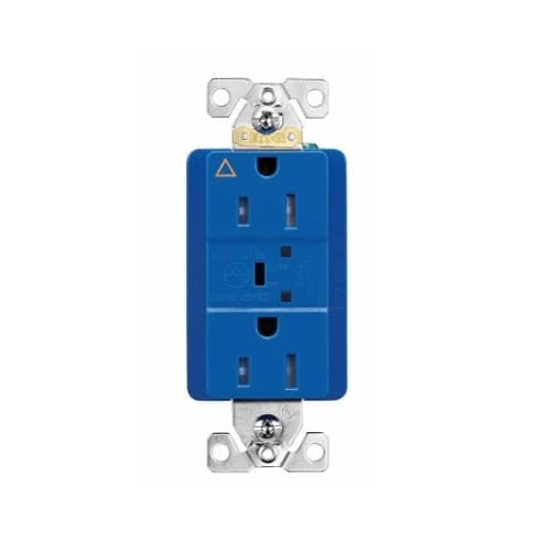15 Amp Surge Protection Receptacle w/Audible Alarm & LED Indicators, Blue