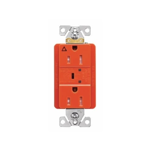 15 Amp Surge Protection Receptacle w/Audible Alarm & LED Indicators, Orange