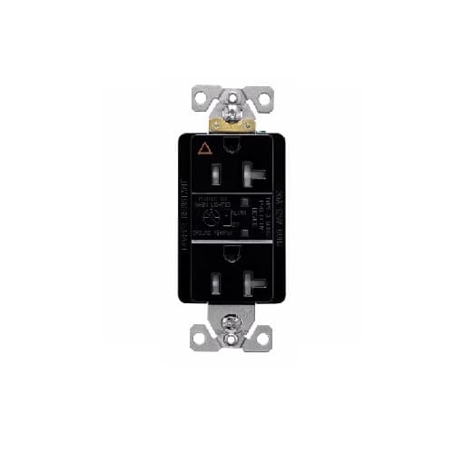 Eaton Wiring 20 Amp Surge Protection Receptacle w/Alarm & LED Indicators, Commercial Grade, Black