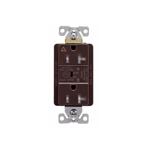 20 Amp Surge Protection Receptacle w/Alarm & LED Indicators, Commercial Grade, Brown