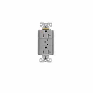 Eaton Wiring 20 Amp Surge Protection Receptacle w/Alarm & LED Indicators, Commercial Grade, Gray