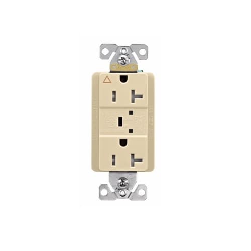 20 Amp Surge Protection Receptacle w/Alarm & LED Indicators, Commercial Grade, Ivory