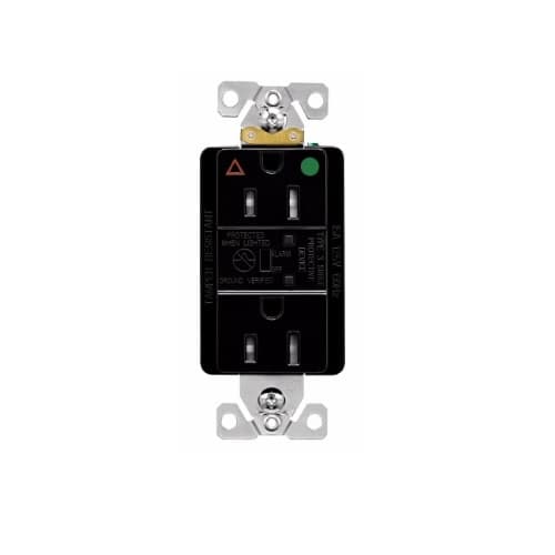 Eaton Wiring 15 Amp Surge Protection Receptacle w/Alarm & LED Indicators, Hospital Grade, Black