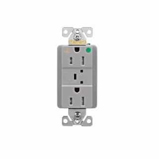 Eaton Wiring 15 Amp Surge Protection Receptacle w/Alarm & LED Indicators, Hospital Grade, Gray