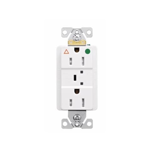 Eaton Wiring 15 Amp Surge Protection Receptacle w/Alarm & LED Indicators, Hospital Grade, White