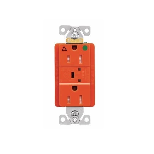 20 Amp Surge Protection Receptacle w/Alarm & LED Indicators, Hospital Grade, Orange