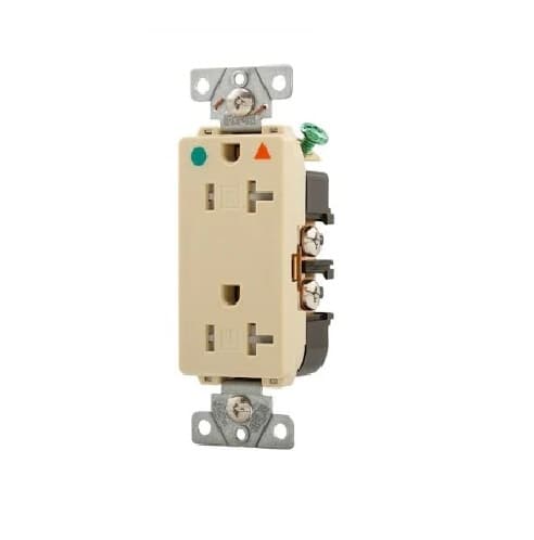 Eaton Wiring 20 Amp Duplex Receptacle w/ Isolated Ground, Terminal Guards, White