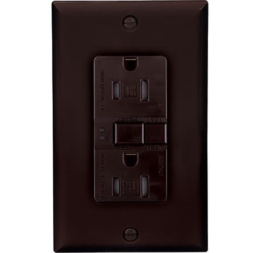 Eaton Wiring 15 Amp Tamper Resistant Duplex GFCI Receptacle Outlet, Brown