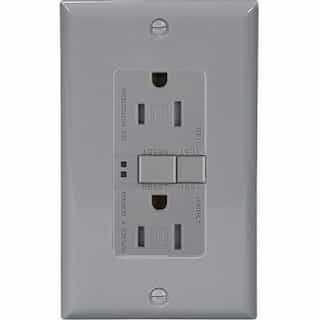 Eaton Wiring 15 Amp Tamper Resistant Duplex GFCI Receptacle Outlet, Gray