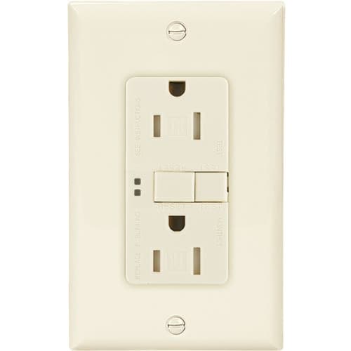 Eaton Wiring 15 Amp Tamper Resistant Duplex GFCI Receptacle Outlet, Light Almond