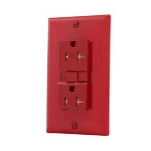 Eaton Wiring 20 Amp Tamper Resistant Duplex GFCI NAFTA-Compliant Outlet, Red