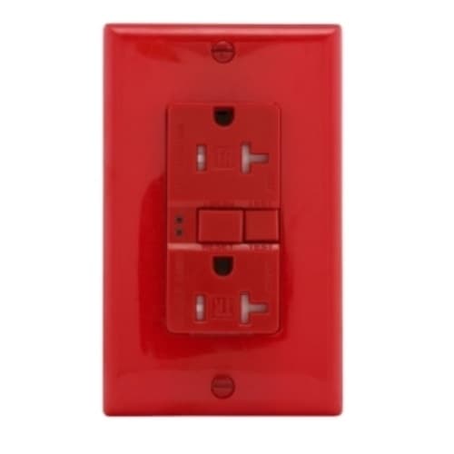 Eaton Wiring 20 Amp Tamper Resistant Duplex GFCI Receptacle Outlet, Red