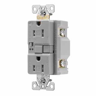 Eaton Wiring 15 Amp Tamper Resistant Duplex GFCI Outlet w/ Audible Alarm, Gray