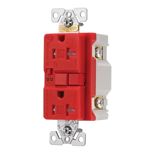 Eaton Wiring 20 Amp Tamper Resistant Duplex GFCI Outlet w/ Audible Alarm, Red
