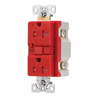 Eaton Wiring 20 Amp Tamper Resistant Duplex GFCI Outlet w/ Audible Alarm, Red