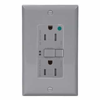 Eaton Wiring 15 Amp Tamper Resistant Hospital Grade GFCI Receptacle Outlet, Gray