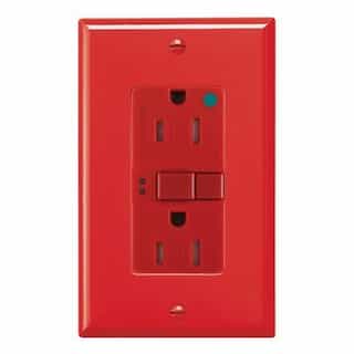Eaton Wiring 15 Amp Tamper Resistant Hospital Grade GFCI Receptacle Outlet, Red