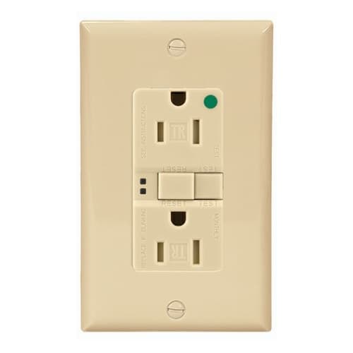 Eaton Wiring 15 Amp Tamper Resistant Hospital Grade GFCI Receptacle Outlet, Ivory