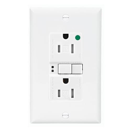 Eaton Wiring 15 Amp Tamper Resistant Hospital Grade GFCI Receptacle Outlet, White