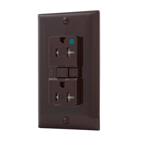 Eaton Wiring 20 Amp Tamper Resistant Hospital Grade GFCI Receptacle Outlet, Brown