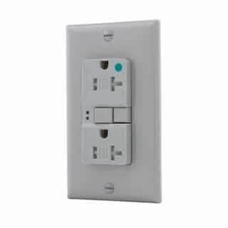 Eaton Wiring 20 Amp Tamper Resistant Hospital Grade GFCI Receptacle Outlet, Gray