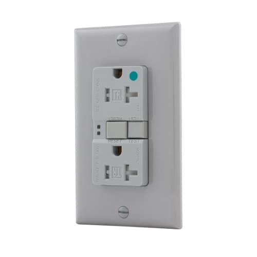 Eaton Wiring 20 Amp Tamper Resistant Hospital Grade GFCI Receptacle Outlet, Gray