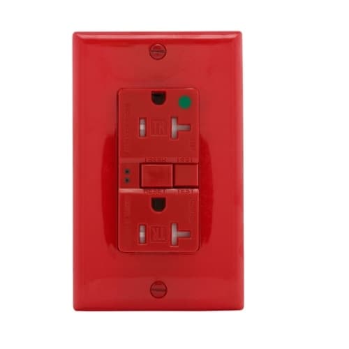 Eaton Wiring 20 Amp Tamper Resistant Hospital Grade GFCI Receptacle Outlet, Red