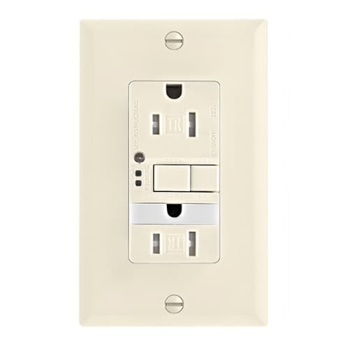 Eaton Wiring 15 Amp Tamper Resistant GFCI Outlet w/ Nightlight, Self-Test, Light Almond