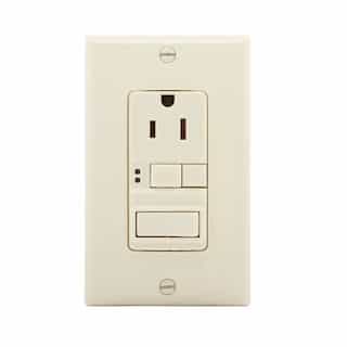 Eaton Wiring 15 Amp Tamper Resistant GFCI Outlet/Switch Combination, Mid-Size, Almond