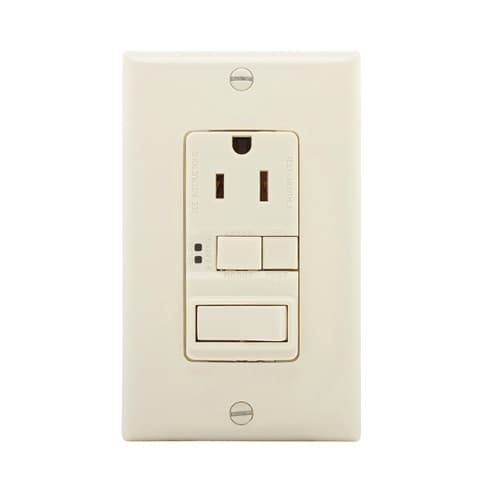 15 Amp Tamper Resistant GFCI Outlet/Switch Combination, Mid-Size, Almond