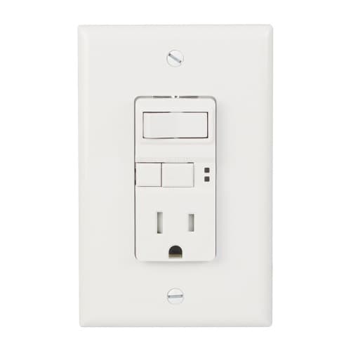 Eaton Wiring 15 Amp Tamper Resistant GFCI Outlet & Switch Combination, White