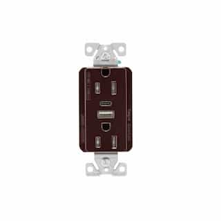 Eaton Wiring 15 Amp Duplex Receptacle w/ USB AC Charger, Tamper Resistant, Brown