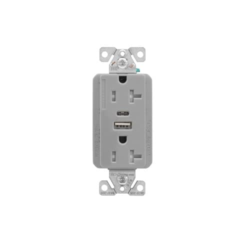 Eaton Wiring 20 Amp Duplex Receptacle w/ USB AC Charger, Tamper Resistant, Light Almond