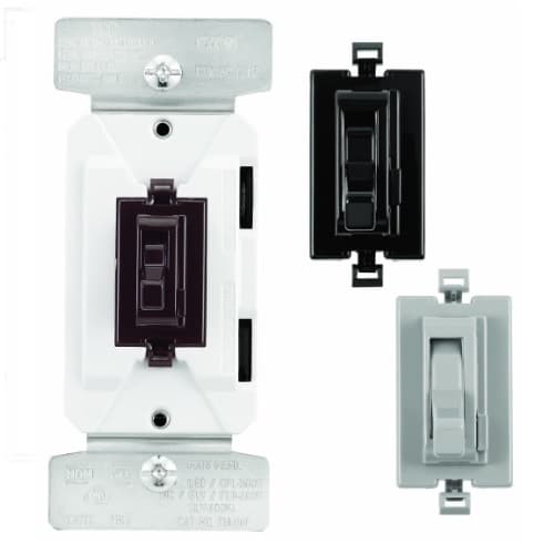 300W Toggle Dimmer Switch, Single Pole, 3-Way, C7 Color Change Kit, Brown, Black, Gray