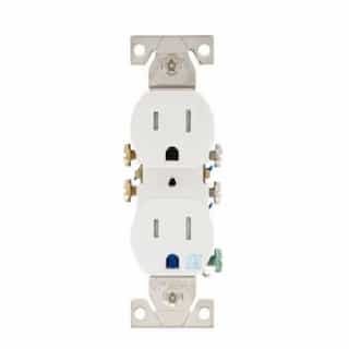 Eaton Wiring 15A TR WR Duplex Receptacle, 2-Pole, 3-Wire, #14-10 AWG, 125V, White
