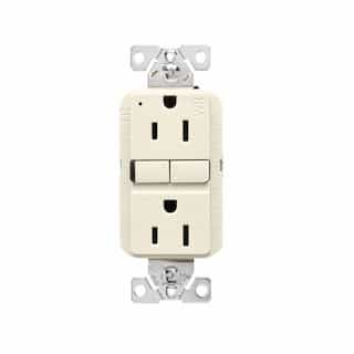Eaton Wiring 15A TR & WR Slim Self-Test GFCI Receptacle Outlet, B&S, 125V,L. Almond