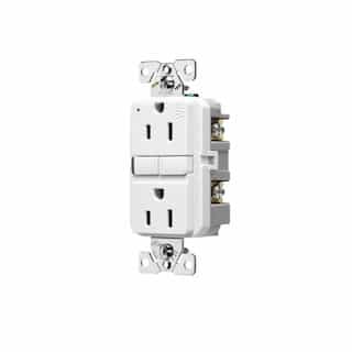 Eaton Wiring 15A TR & WR Slim Self-Test GFCI Receptacle Outlet, B&S, 125V, White