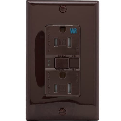 Eaton Wiring 15 Amp Tamper & Weather Resistant GFCI Receptacle Outlet, Self Testing, Brown