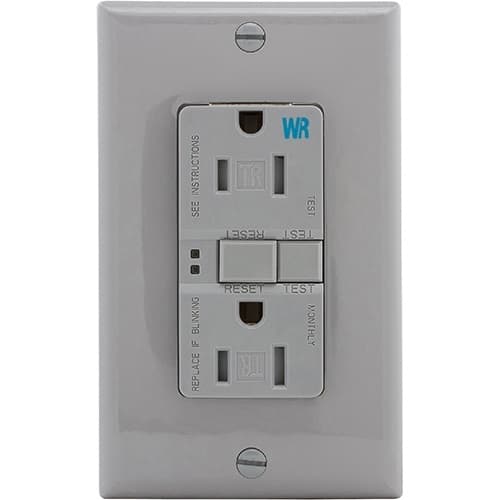 Eaton Wiring 15 Amp Tamper & Weather Resistant GFCI NAFTA-Compliant Outlet, Gray