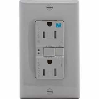 Eaton Wiring 15 Amp Tamper & Weather Resistant GFCI Receptacle Outlet, Gray