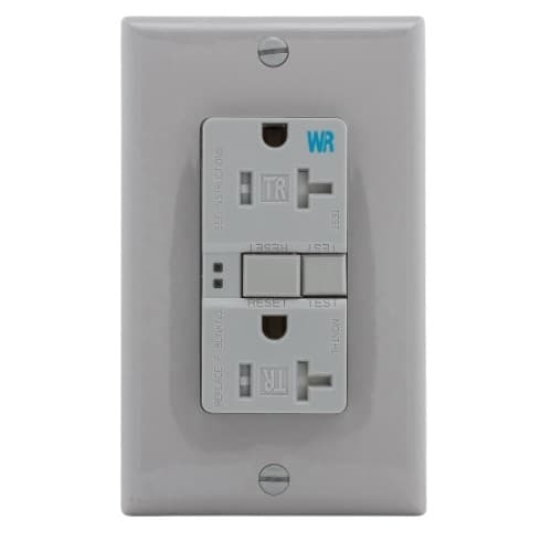 Eaton Wiring 20 Amp Tamper & Weather Resistant GFCI NAFTA-Compliant Outlet, Gray