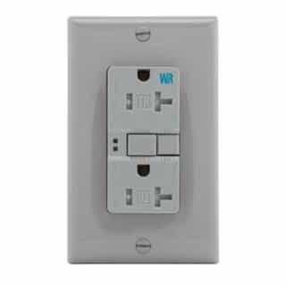 20 Amp Tamper & Weather Resistant GFCI Receptacle Outlet, Gray