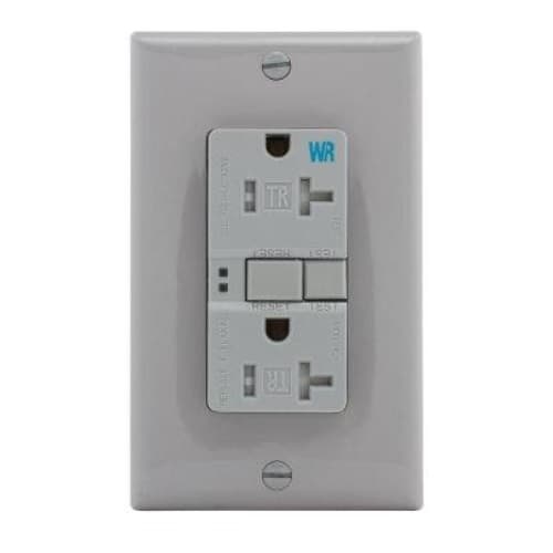 Eaton Wiring 20 Amp Tamper & Weather Resistant GFCI Receptacle Outlet, Gray