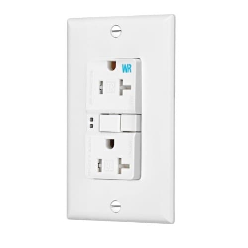 20 Amp Tamper & Weather Resistant GFCI Receptacle Outlet, White