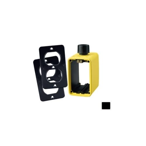 Portable Outlet Box & Duplex Receptacle Cover Plate Kit, Black