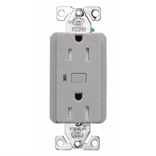Eaton Wiring 15 Amp Wi-Fi Smart TR Duplex Receptacle, 2-Pole, 3-Wire, 120V, Gray