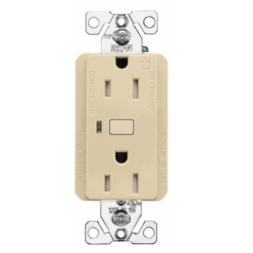 Eaton Wiring 15 Amp Wi-Fi Smart TR Duplex Receptacle, 2-Pole, 3-Wire, 120V, Ivory